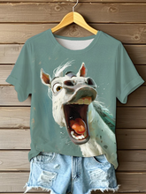 T-shirt décontracté imprimé drôle d'âne pour femmes